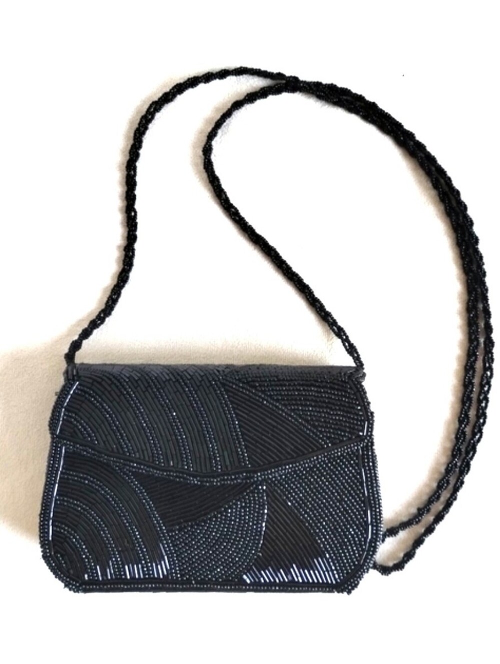 Beaded Crossbody Evening Bag Small Black Made in India